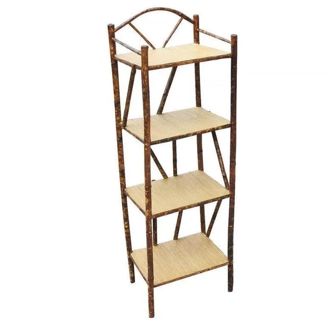 Restored Vintage Tiger Bamboo Four-Tier Shelf With Top Arch - 4