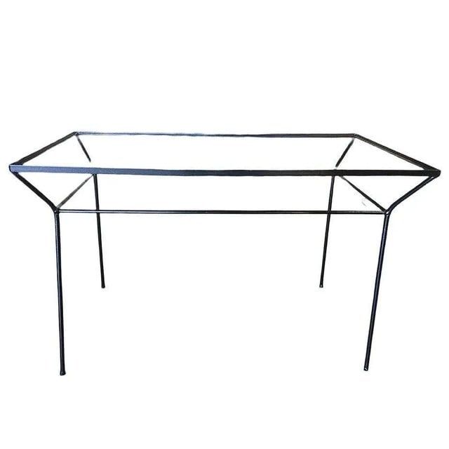 1930s Art Deco Geometric Black Iron Patio/Outdoor Table with Glass Top - 2