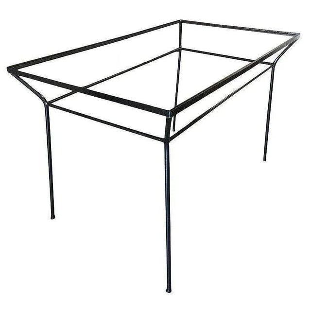 1930s Art Deco Geometric Black Iron Patio/Outdoor Table with Glass Top - 3