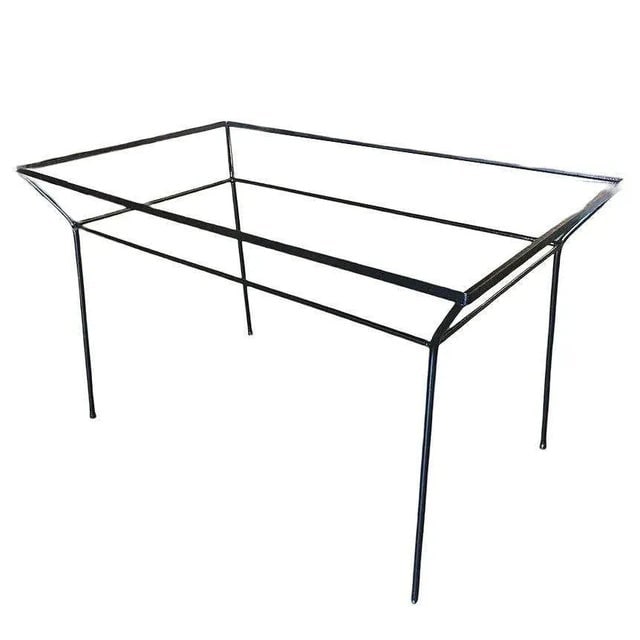 1930s Art Deco Geometric Black Iron Patio/Outdoor Table with Glass Top - 4