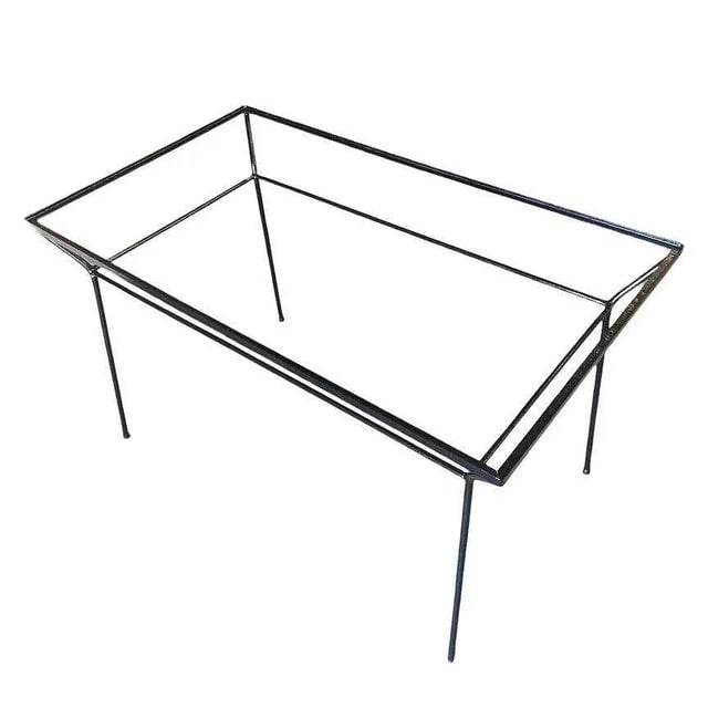 1930s Art Deco Geometric Black Iron Patio/Outdoor Table with Glass Top - 5