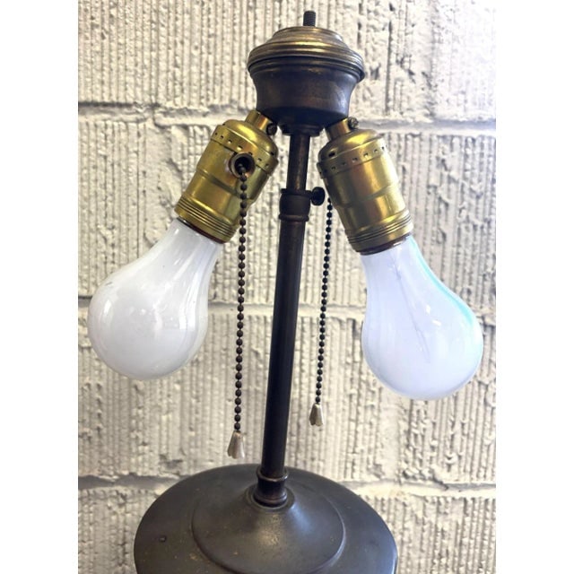 1910 Meiji Period Japanese Cloisonn?? Lamp With Wrought Iron and Enamel Shade - 7