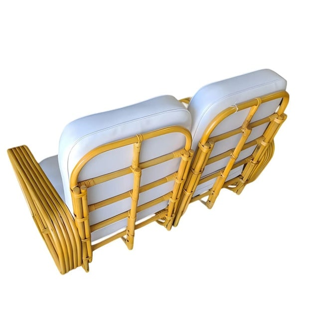 Restored 5-Strand Square Pretzel Rattan Settee W/ Stacked Base - 4