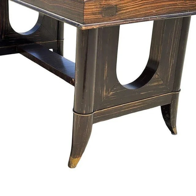 1930s Atelier Leleu Style French Art Deco Macassar Ebony Dining Table w/ Brass Access - 12
