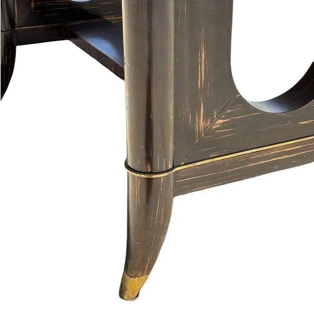 1930s Atelier Leleu Style French Art Deco Macassar Ebony Dining Table w/ Brass Access - 2
