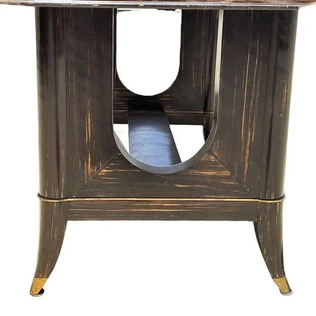 1930s Atelier Leleu Style French Art Deco Macassar Ebony Dining Table w/ Brass Access - 3