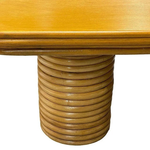 Restored Mid-Century Stacked Rattan Coffee Table W/ Mahogany Top - 6