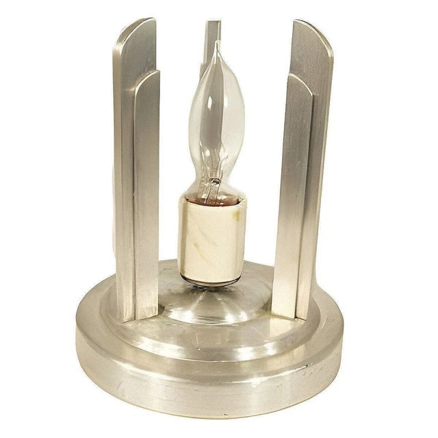 1980s Streamline Machined Aluminum Cylinder Caf?? Table Lamp Pair by Saturn Lighting - 5