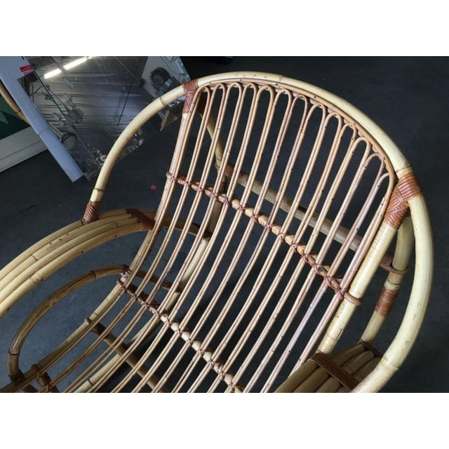 Restored Stick Pencil Rattan Rocking Lounge Chair by Emerson - 7