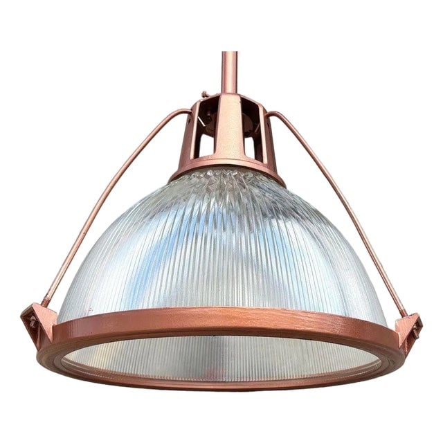 1950s Mid Century Modern Holophane Pendant Ceiling Light Copper-Tone Finish (1 of 8)