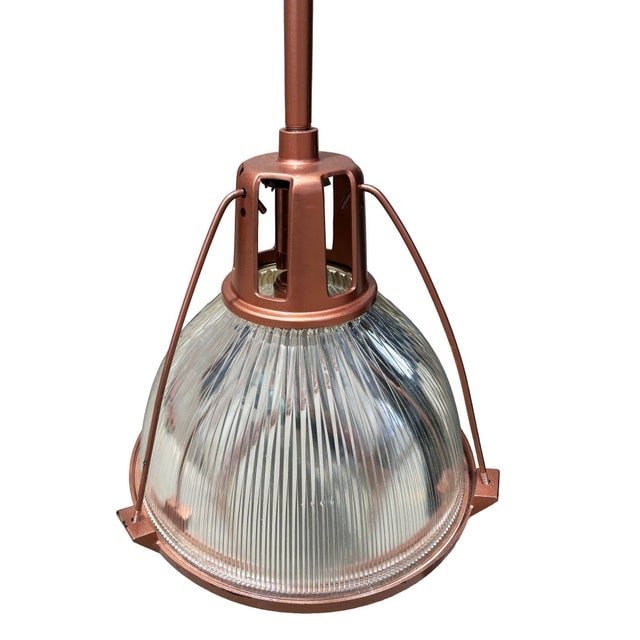 1950s Mid Century Modern Holophane Pendant Ceiling Light Copper-Tone Finish - 5