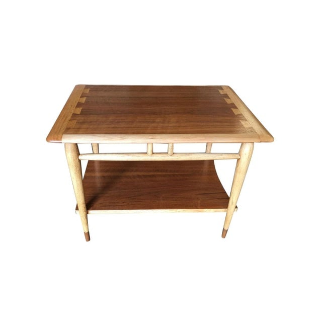 1960s Lane Acclaim Walnut and Ash Inlay Side Table Designed by Andre Bus - 2
