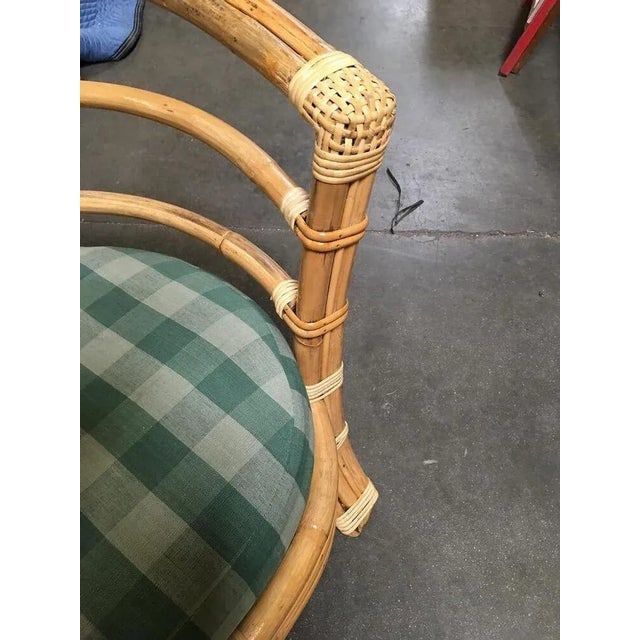 1950s Restored Rattan Barrel Armchair With Skeleton Arms, Set of 5 - 7