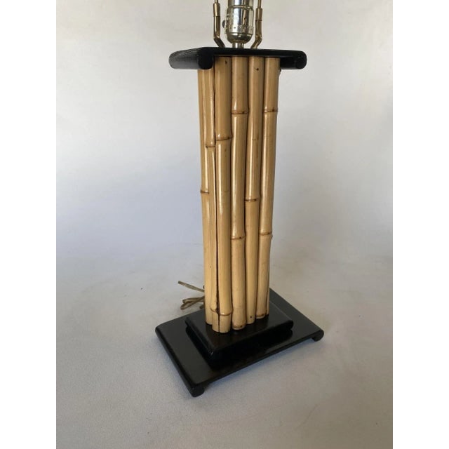 1950s Wrapped Rattan Pole Lamp With Black Demi Base - 3