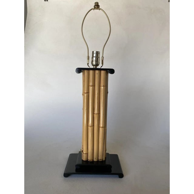 1950s Wrapped Rattan Pole Lamp With Black Demi Base - 4
