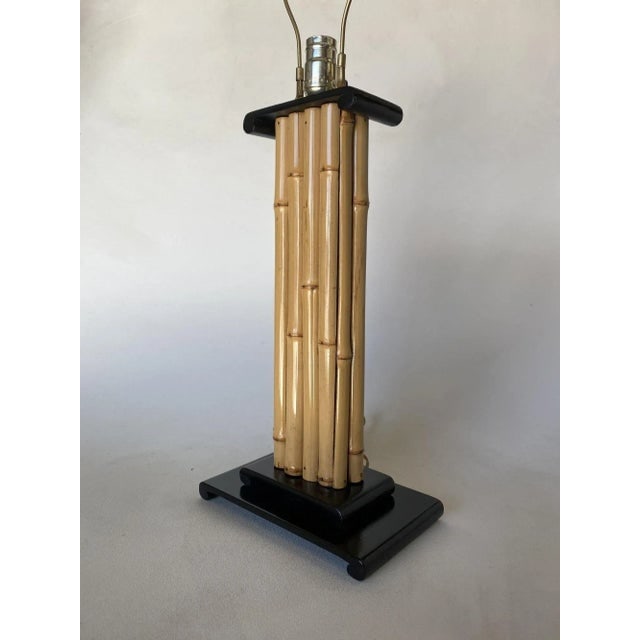 1950s Wrapped Rattan Pole Lamp With Black Demi Base - 5
