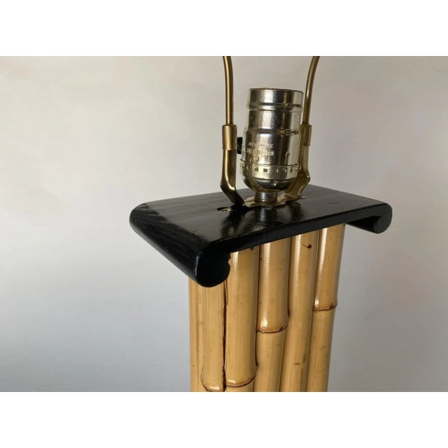 1950s Wrapped Rattan Pole Lamp With Black Demi Base - 6
