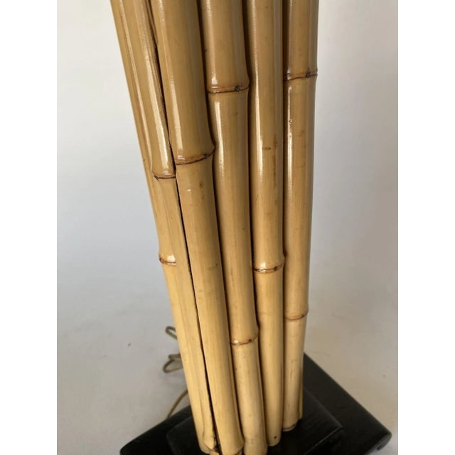1950s Wrapped Rattan Pole Lamp With Black Demi Base - 7