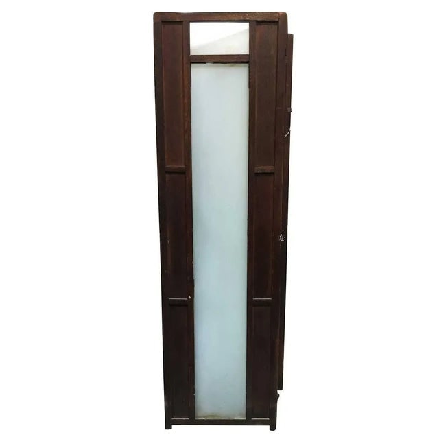 1930s Art Deco Frosted Glass and Oak Slat Folding Screen Room Divider - 2