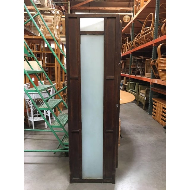 1930s Art Deco Frosted Glass and Oak Slat Folding Screen Room Divider - 3