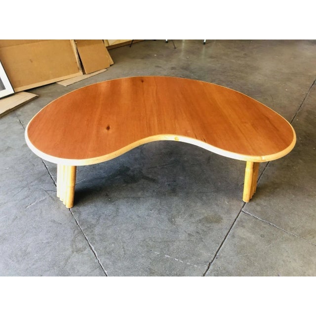 Restored Biomorphic Rattan & Mahogany Coffee Table W/ Tri Stacked Legs - 3