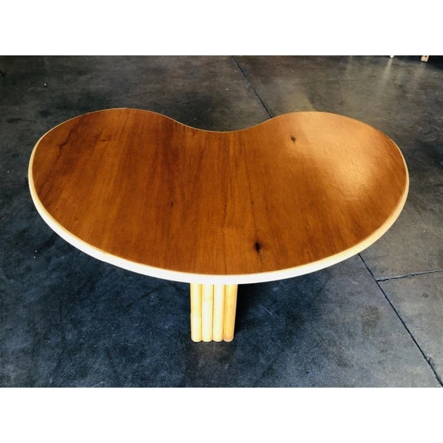 Restored Biomorphic Rattan & Mahogany Coffee Table W/ Tri Stacked Legs - 4