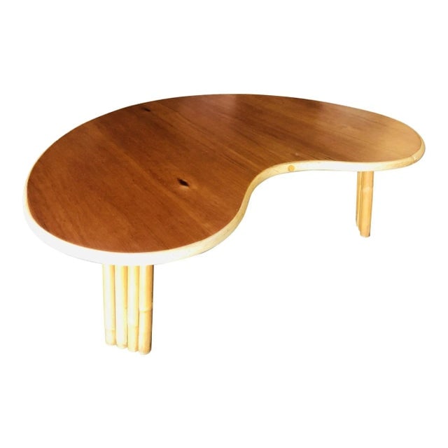 Restored Biomorphic Rattan & Mahogany Coffee Table W/ Tri Stacked Legs - 9