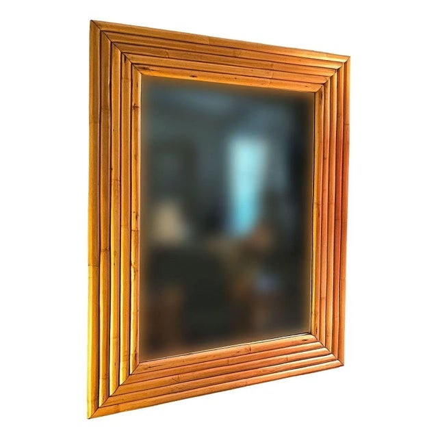 1940s Restored Five-Strand Rectangle Rattan Mirror by Tropical Sun Rattan Company - 2