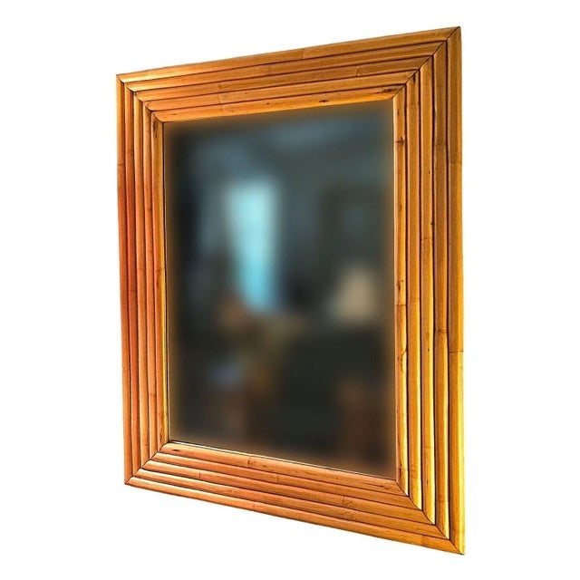 1940s Restored Five-Strand Rectangle Rattan Mirror by Tropical Sun Rattan Company - 3