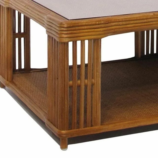 1990s Restored Large Modern Presidents Stick Reed Rattan Nantucket Coffee Table - 3