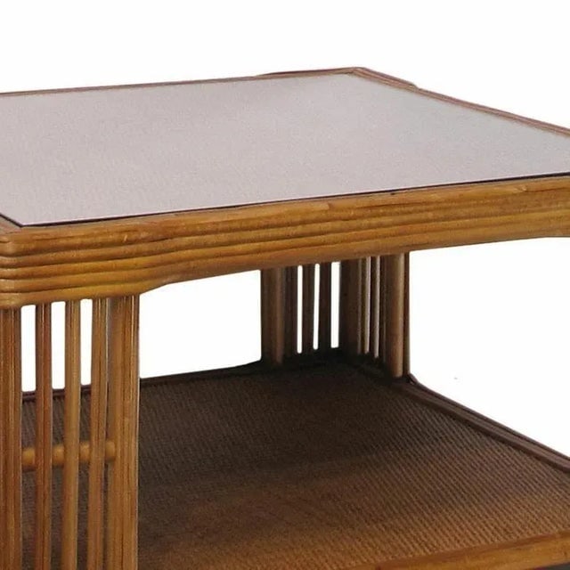 1990s Restored Large Modern Presidents Stick Reed Rattan Nantucket Coffee Table - 4