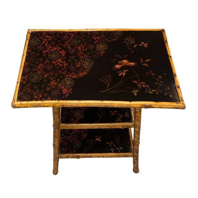 1900s Restored Aesthetic Movement Tiger Tortoise Bamboo 3-Tier Pedestal Side Table - 2