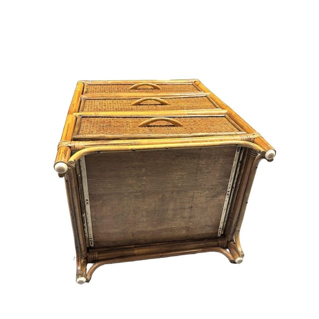 19th Century Aesthetic Movement Rattan & Woven Wicker Three Drawer Nightstand - 10