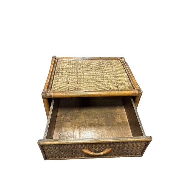 19th Century Aesthetic Movement Rattan & Woven Wicker Three Drawer Nightstand - 4