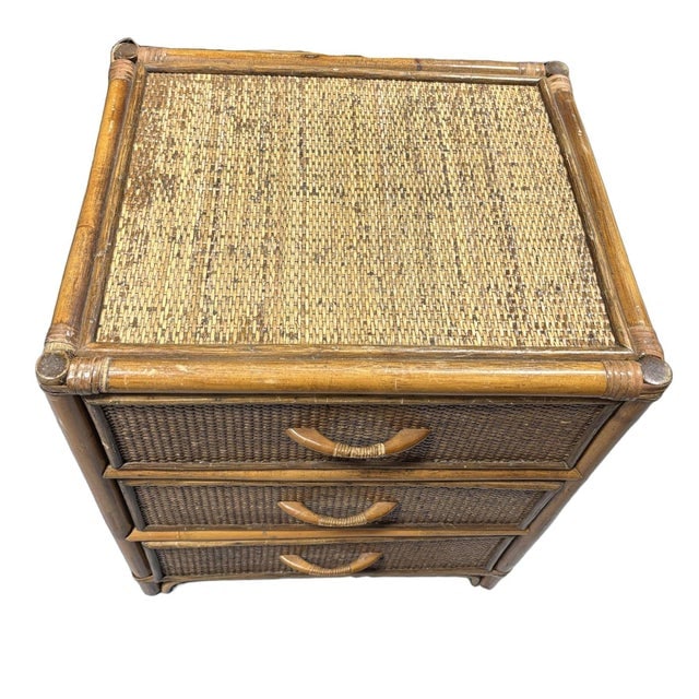 19th Century Aesthetic Movement Rattan & Woven Wicker Three Drawer Nightstand - 6