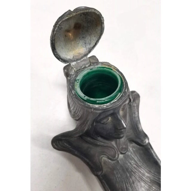 Early Century Art Nouveau Ink Well and Pen Holder - 5