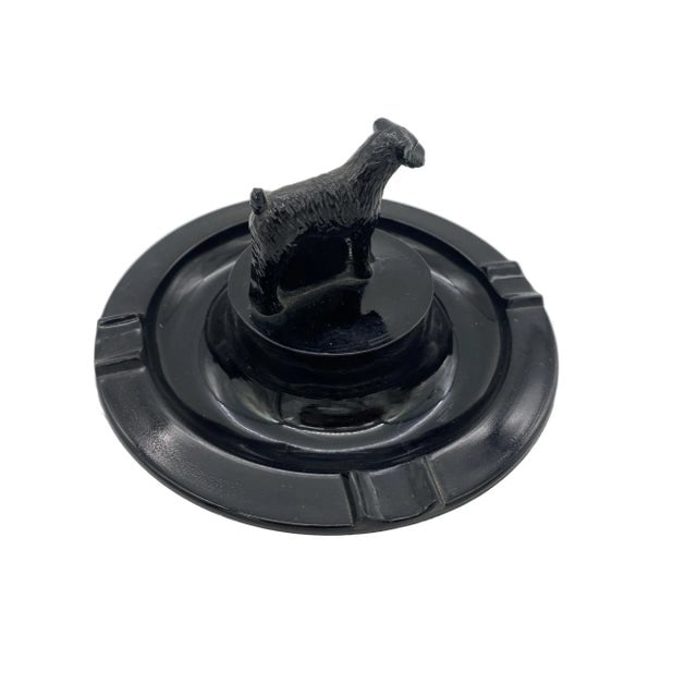 1930s Greenburg Black Art Deco Black Glass Terrier Ashtray - 2