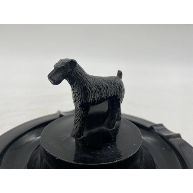 1930s Greenburg Black Art Deco Black Glass Terrier Ashtray - 4
