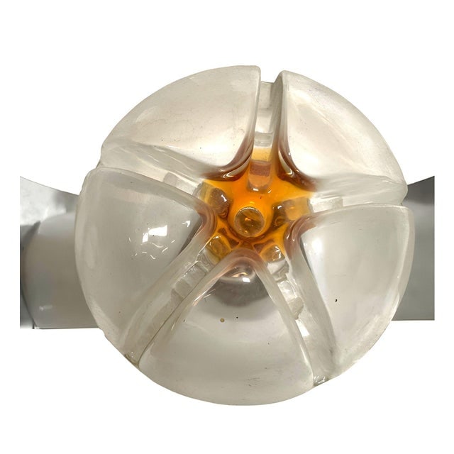 1960s Mid-Century Chrome & Murano Art Glass Space-Age Wall Sconce by a.v. Mazzega - 2