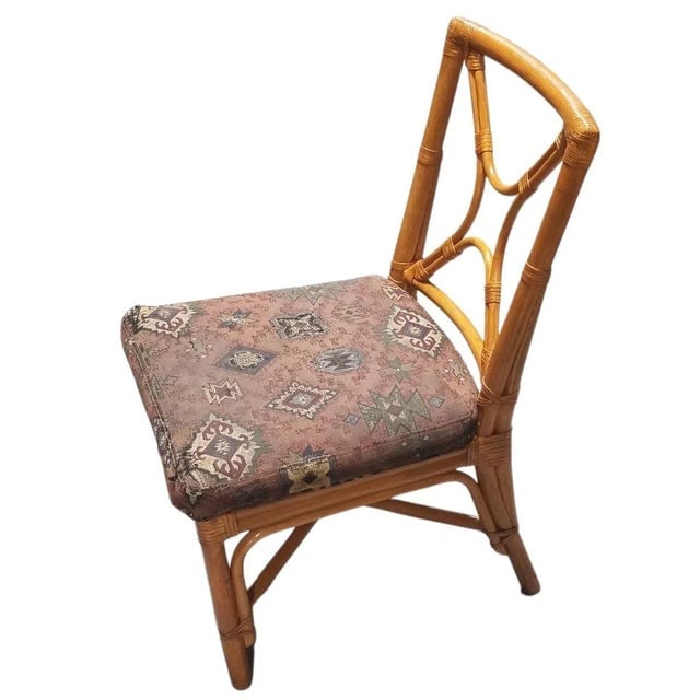 1950s Restored Rattan Dining Room Table and Chairs Set of 7 - 6
