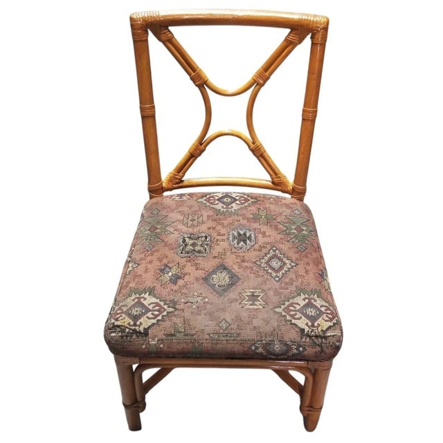 1950s Restored Rattan Dining Room Table and Chairs Set of 7 - 7