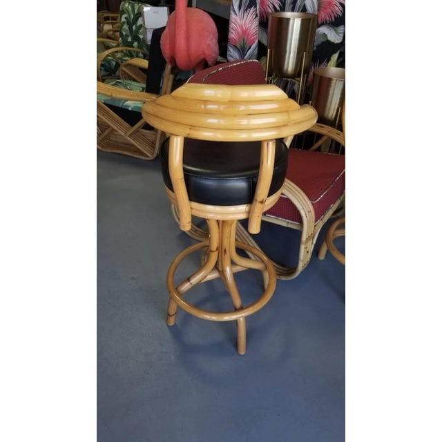 Restored Rattan Single Strand Set of Three Bar Stools - 5