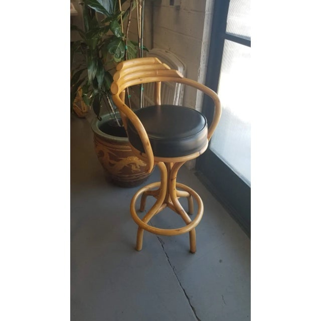 Restored Rattan Single Strand Set of Three Bar Stools - 6