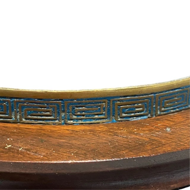 1940s Chinese Floral Bronze Cloisonne Enamel Cylinder Vase With Wood Base - 8