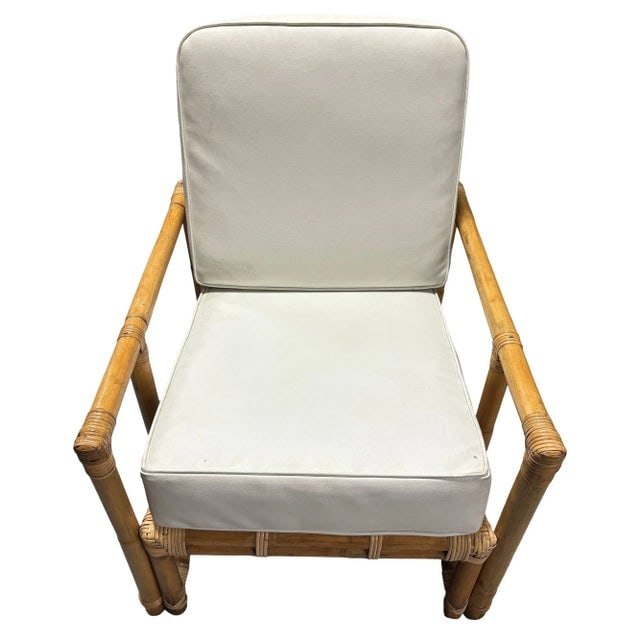 1950s Restored James Mont Inspired Rattan Lounge Chairs With Modernist Arms- Set of 2 - 3