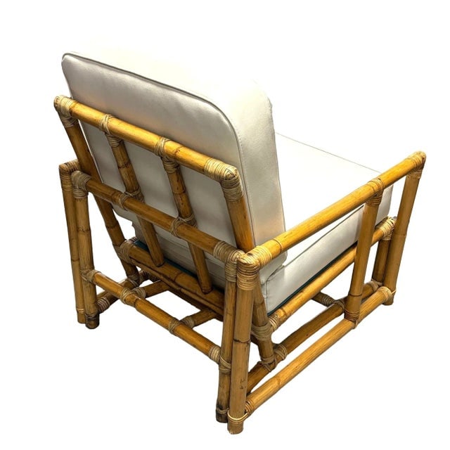 1950s Restored James Mont Inspired Rattan Lounge Chairs With Modernist Arms- Set of 2 - 6