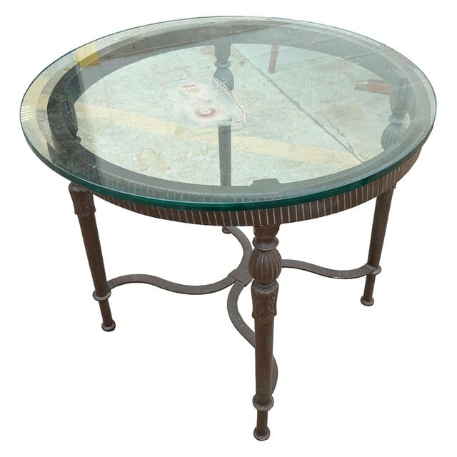 1990s Louis XVI High Style Bronze Accent Table W/ Round Glass Top - 6