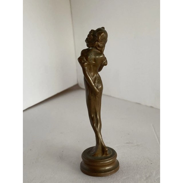 Bronze Female Nymph Art Nouveau Letter Wax Seal Stamp, France 1900 - 2