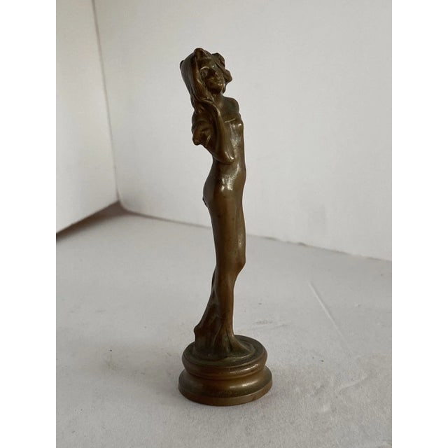 Bronze Female Nymph Art Nouveau Letter Wax Seal Stamp, France 1900 - 3