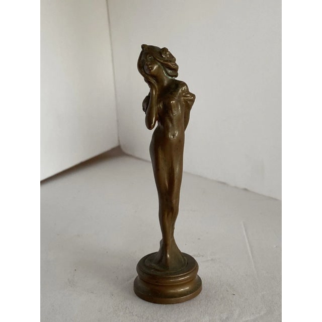 Bronze Female Nymph Art Nouveau Letter Wax Seal Stamp, France 1900 - 7